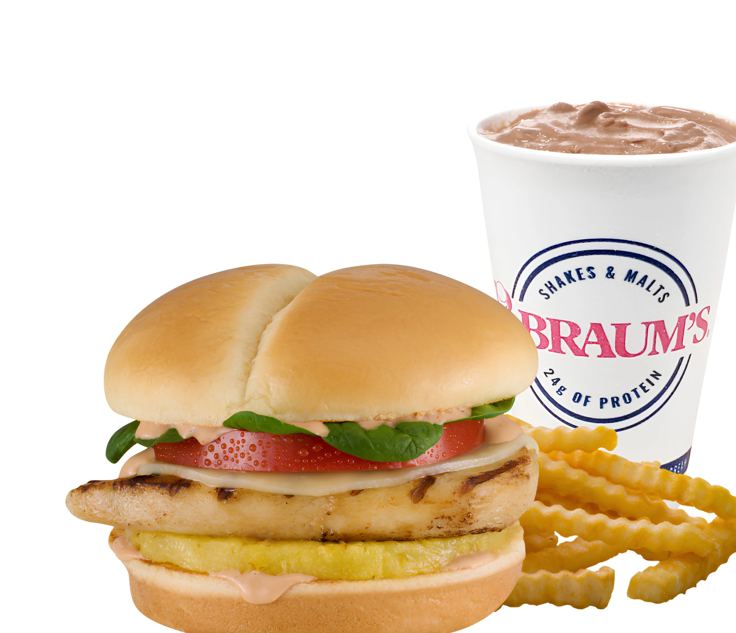 Aloha Grilled Chicken Sandwich Combo #11 – Braum’s menu