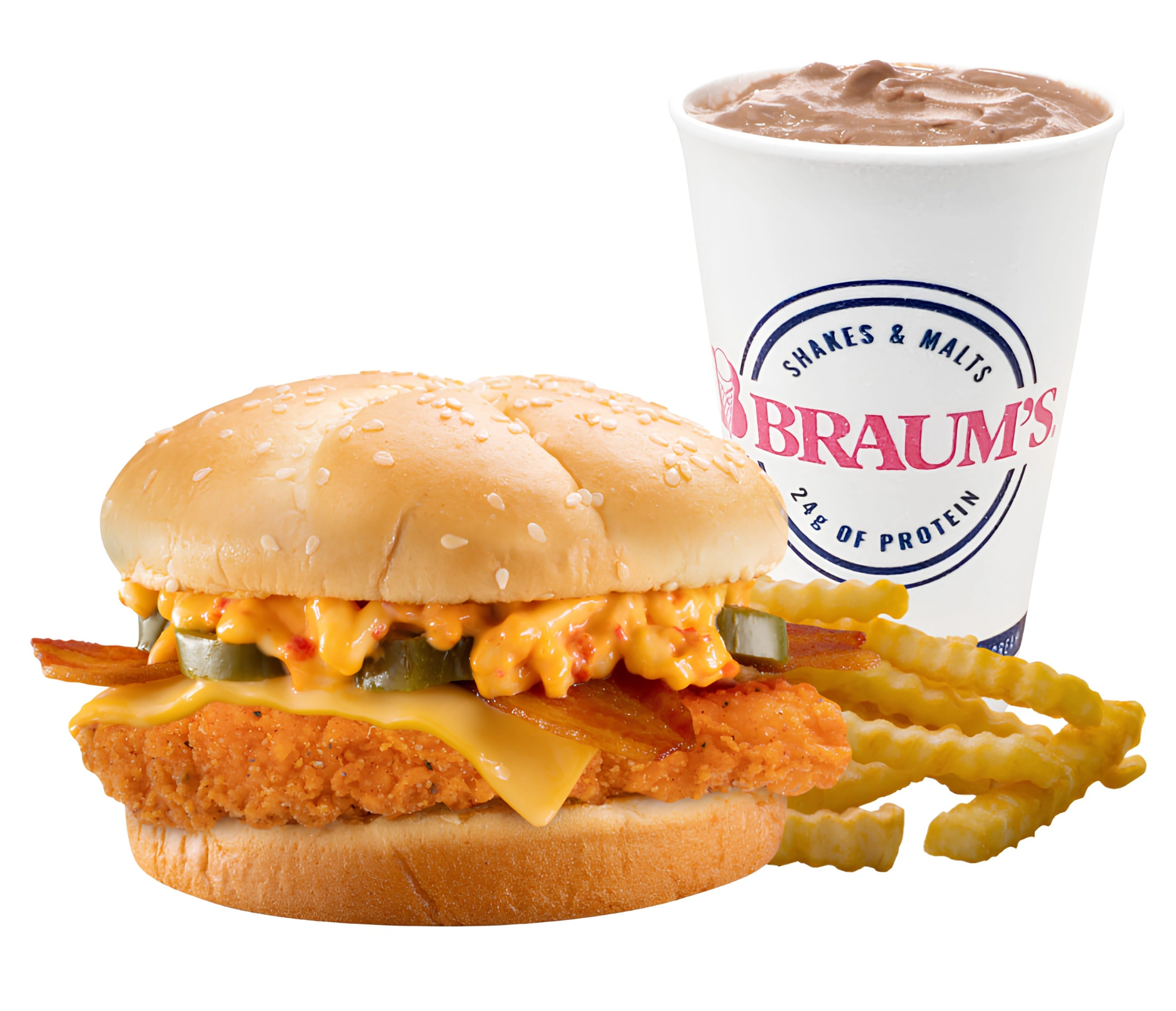 Spicy Chicken Pimento Bacon Sandwich Combo #6 – Braum’s menu